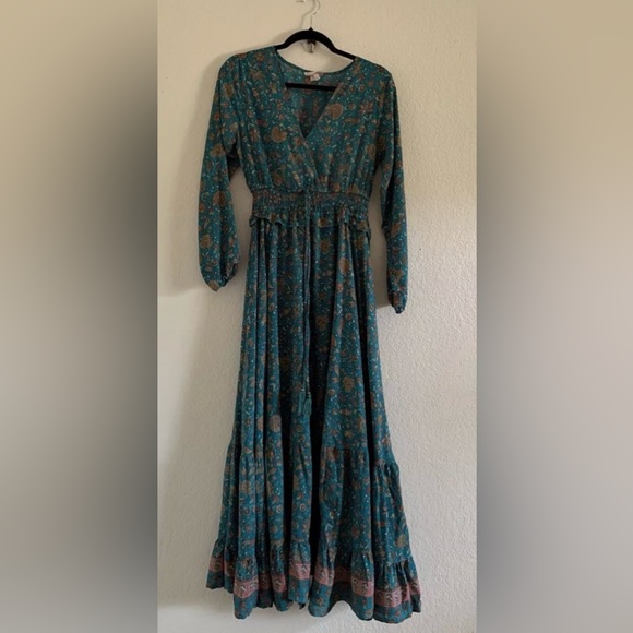 Anthropologie BOEMO Long Blue Floral Print Maxi Boho Dress Women’s Size Small - Picture 1 of 10